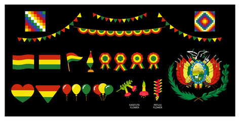 Fiestas patrias Bolivia, 6 de agosto, celebración día de la independencia boliviana - obrazy, fototapety, plakaty