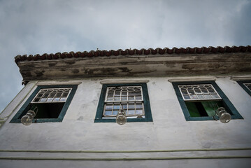 Facade of an ancient house at the historic town of Paraty, State of Rio de Janeiro, Brazil. Photo...