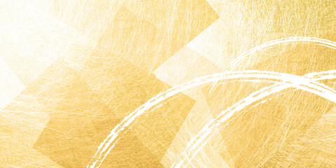 金色の和紙と筆のストローク　背景素材（アブストラクト）
