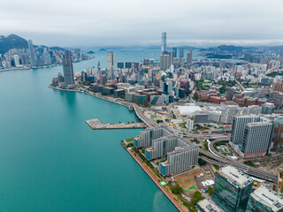Obraz premium Top view of Hong Kong city