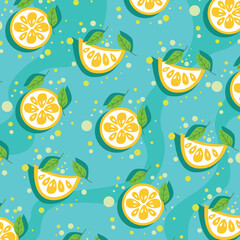Orange slice seamless pattern. Organic healthy fruit background. fresh fruit