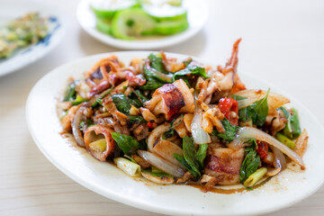 Fried squid dish seafood in Taiwan