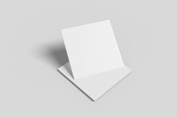 Realistic blank square card illustration for mockup. 3D Render.