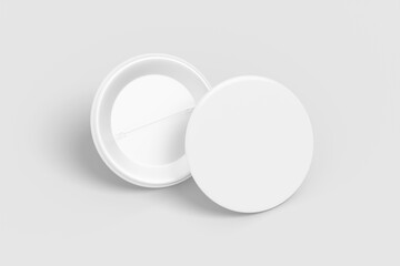 Realistic blank pin badge illustration for mockup. 3D Render.