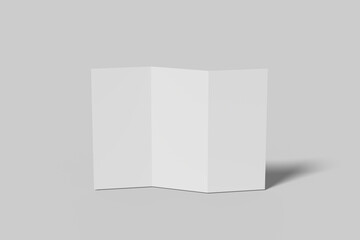 Realistic blank trifold brochure illustration for mockup. 3D Render.