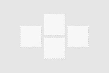 Realistic blank postage stamp illustration for mockup. 3D Render.