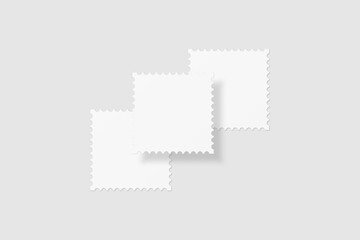 Fototapeta premium Realistic blank postage stamp illustration for mockup. 3D Render.