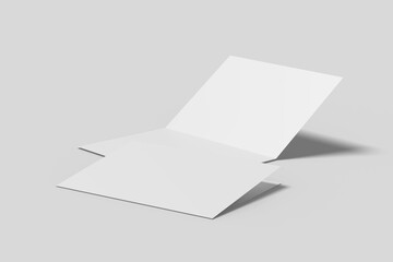 Fototapeta na wymiar Realistic blank bifold brochure illustration for mockup. 3D Render.