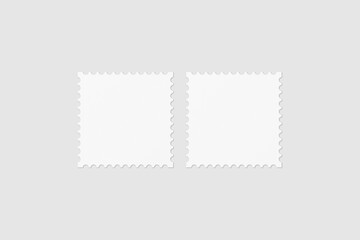 Realistic blank postage stamp illustration for mockup. 3D Render.