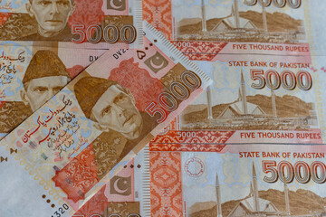 Fototapeta na wymiar Five thousand rupees currency note close up