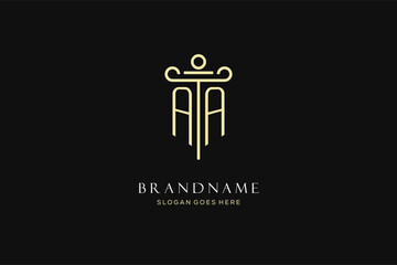 Luxury modern monogram AA logo for law firm with pillar icon design style