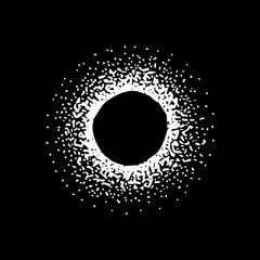 Sun Eclipse Black Dotwork. Vector Illustration of Hand Drawn Objects.