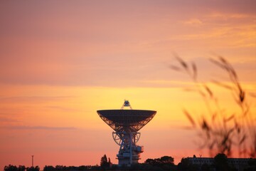 Radiotelescopes at the Very Large, the National Radio Observatory at sunrise