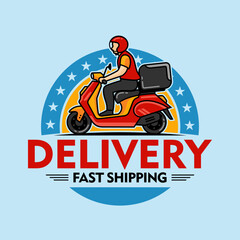 Delivery and Courier Motorbike Logo. Icon and Symbol Vector Template.
