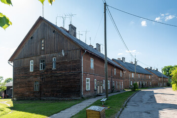 Fototapeta na wymiar Old, historical, wooden house, Staicele, Latvia
