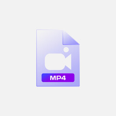 Gradient glass morphism video icon design vector