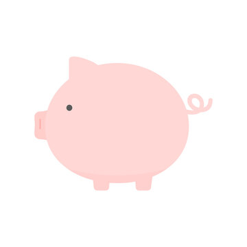 ピンク色のかわいいの豚のイラスト