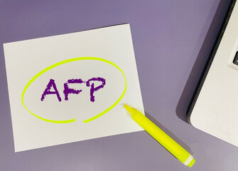 AFP text on purple background