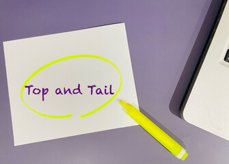 top and tail text on purple background