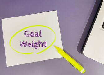 goal weight text on purple background