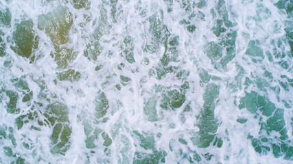 Sea waves Blurred background top view from drone camera Nature background