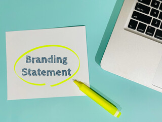 branding statement text on blue background