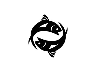 Fish Icon Vector illustration. Pisces zodiac sign horoscope symbol. emblem isolated on white background, Flat style for graphic and silhouette, logo. EPS10 black pictogram.