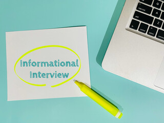 informational interview text on blue background