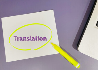 translation text on purple background