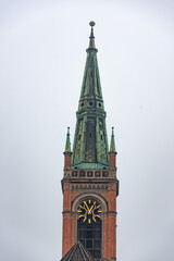 city church tower and clock tower