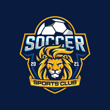Lion Sport Football Team Badge Design Template