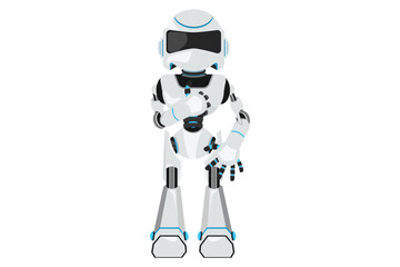 Business design drawing robot with thumb up gesture. Deal, like, agree, approve, accept. Future technology development. Artificial intelligence machine learning. Flat cartoon style vector illustration