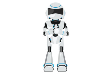 Business design drawing robot with two thumbs up gesture. Deal, like, agree, approve, accept. Future technology. Artificial intelligence and machine learning. Flat cartoon style vector illustration