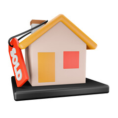 3d illustration House with sold tag