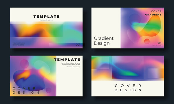Abstract fluid gradient cover template. Set of modern poster with vibrant graphic color, colorful, geometric shapes. Gradient background design for brochure, flyer, wallpaper, banner, business card.
