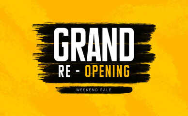 text that says grand re opening template business.background abstract