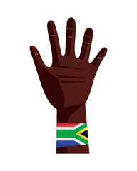 afro hand with south africa flag