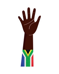 south africa flag in afro hand
