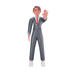 3d illustration Man showing stop sign