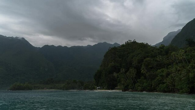 Sunrise Time Lapse from the Mountain Hill in Saleman Village Ora Beach Maluku Indonesia