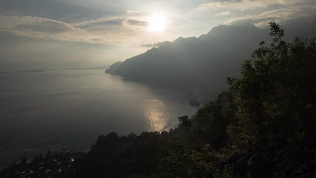 Sunrise Time Lapse from the Mountain Hill in Saleman Village Ora Beach Maluku Indonesia