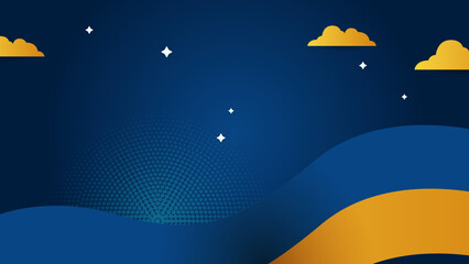 Modern blue and yellow flag star ribbon halftone and podium design background. Abstract background with trendy color for presentation design, flyer, social media cover, banner, nation festival banner