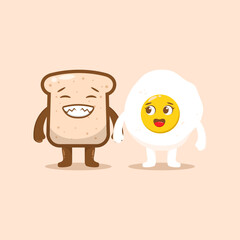Couple bread and egg vector illustration