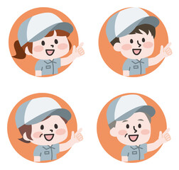 アイコン風の作業員スタッフイラストセット