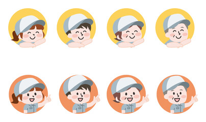 アイコン風の作業員スタッフイラストセット