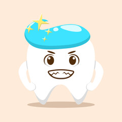 Happy teeth with toothpaste cartoon vector illustration