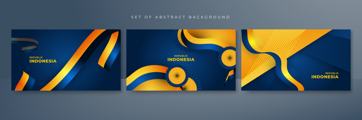 Happy Indonesia Independence day with blue yellow theme and Pancasila design background. 17 Agustus Indonesia background banner vector illustration. Dirgahayu Kemerdekaan Republik Indonesia Background