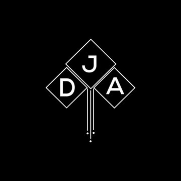 DJA letter logo design with white background in illustrator, DJA vector logo modern alphabet font overlap style.
