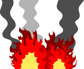 燃え盛る炎と煙 大火事のイラスト