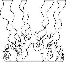 燃え盛る炎と煙 大火事のイラスト